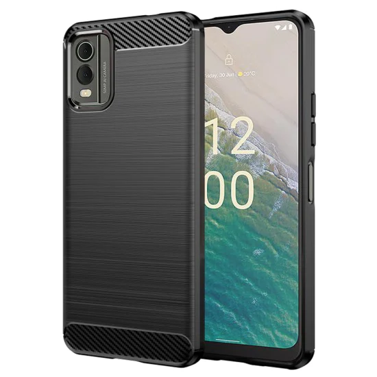 Калъф за Nokia C32 - Карбон силикон - черен