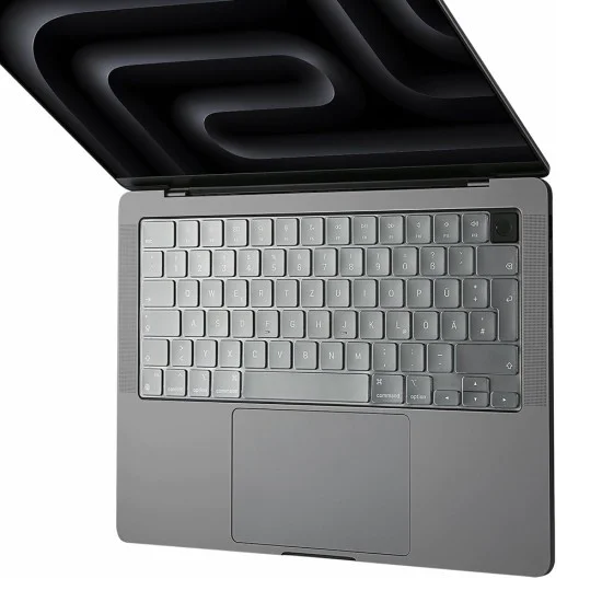 Techsuit - Премиум капак за клавиатура PureTypeX (KC1) - ултра тънък, за MacBook Pro 14 (2024-2021)/ Air 13/15 (2022-2025) - прозрачен