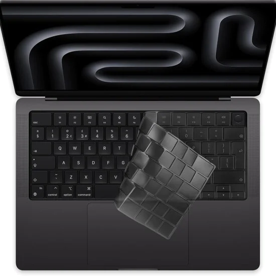 Techsuit - Премиум капак за клавиатура PureTypeX (KC1) - ултра тънък, за MacBook Pro 14 (2024-2021)/ Air 13/15 (2022-2025) - прозрачен