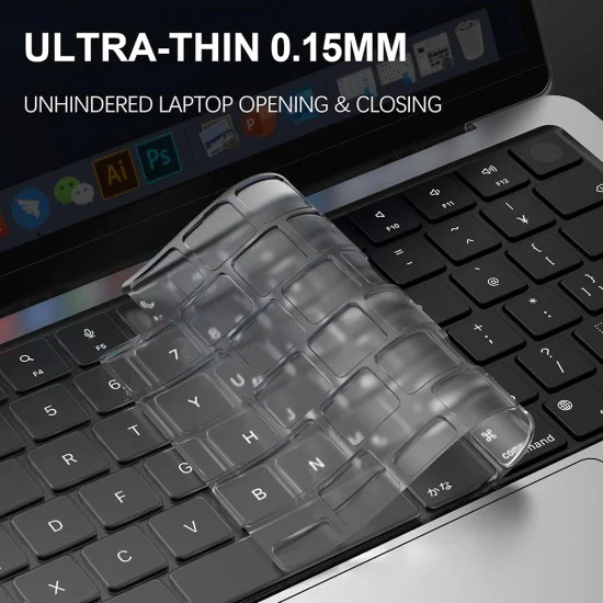Techsuit - Премиум капак за клавиатура PureTypeX (KC1) - ултра тънък, за MacBook Pro 14 (2024-2021)/ Air 13/15 (2022-2025) - прозрачен