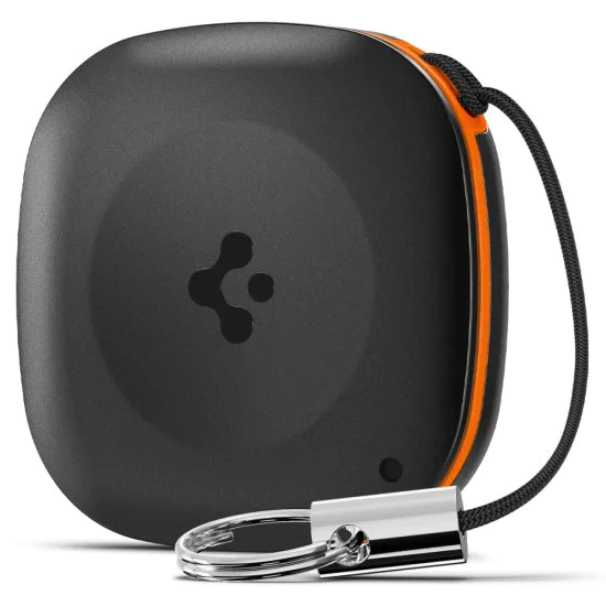 Spigen - Bluetooth Tracker TagMe - за iPhone, Съвместим с Apple Find My, Anti-Loss, Вградена каишка и О-пръстен - Черен