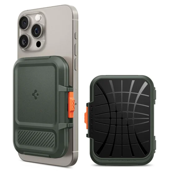 Spigen - Magnetic Card Holder Lock Fit MagSafe - Universal, for Card / Cash - Military Green