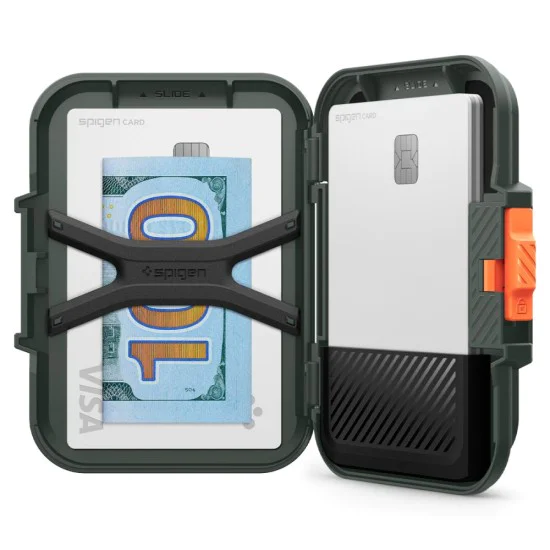Spigen - Magnetic Card Holder Lock Fit MagSafe - Universal, for Card / Cash - Military Green