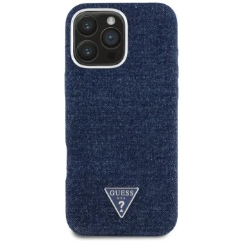 Guess - Denim Triangle Logo MagSafe (GUHMP16LRJFWTLB) - iPhone 16 Pro - Син