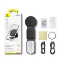 Baseus - Стойка за кола с безжично зареждане PrimeTrip C02 (C40169003211-00) - Магнитна дръжка за табло, 15W - Лунно бяло