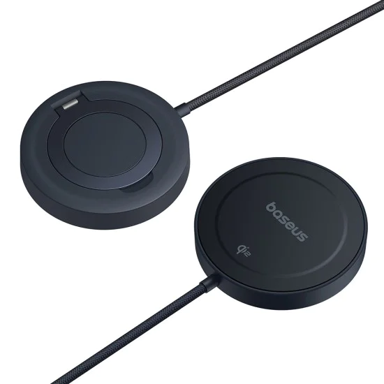 Baseus - Магнитно безжично зарядно Simple Mini4 (P10273300121-02) - Универсално, със стойка, USB-C, Qi2, 15W, 1m - Cosmic Black