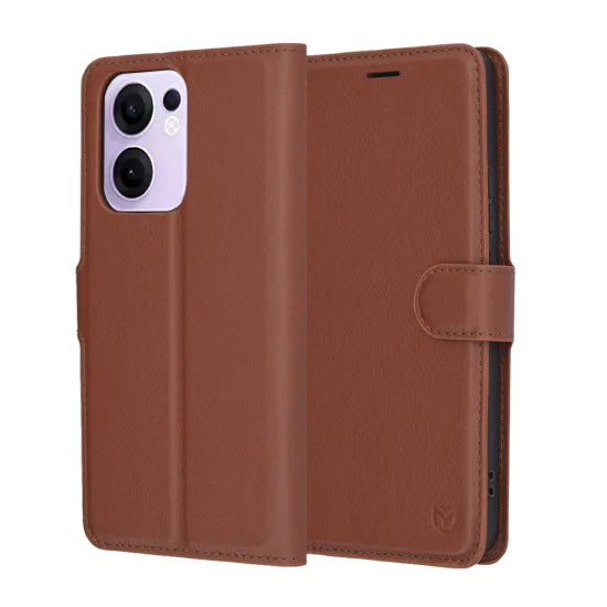 Techsuit - Кожено фолио - Oppo Reno13 F 4G / Reno13 F 5G / Reno13 FS 5G - Кафяв