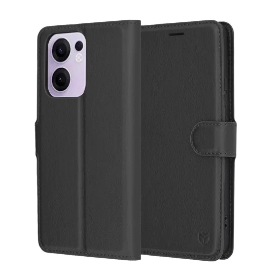 Techsuit - Кожено фолио - Oppo Reno13 F 4G / Reno13 F 5G / Reno13 FS 5G - Черен