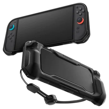 Spigen - защитен калъф Rugged Armor - за Nintendo Switch 2, с регулируема каишка, ергономичен дизайн - матово черно
