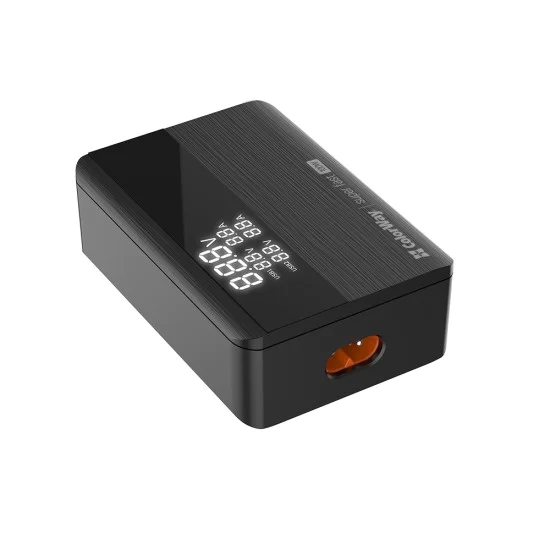 Адаптер за кабел за зарядно (CW-CHS041PD-BK) за 2xUSB QC, 2xType-C PD3.0 PPS, Huawei FCP, VOOC, 100W, LED дисплей - ColorWay -  - Черен