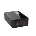 Адаптер за кабел за зарядно (CW-CHS041PD-BK) за 2xUSB QC, 2xType-C PD3.0 PPS, Huawei FCP, VOOC, 100W, LED дисплей - ColorWay -  - Черен
