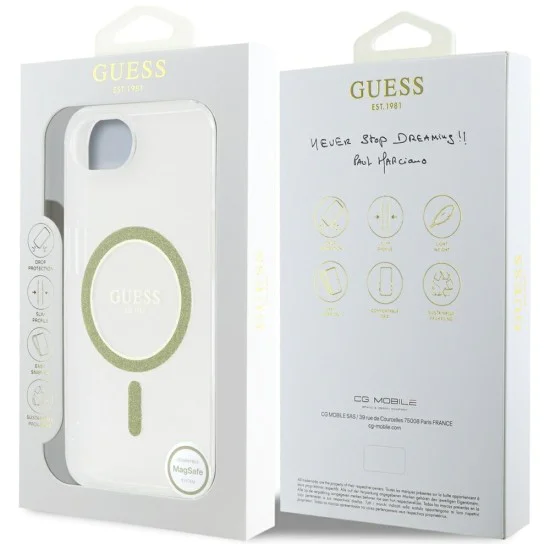 Guess - IML Glitter Circle MagSafe (GUHMPSE4HFGERET) - iPhone 16e - Прозрачен