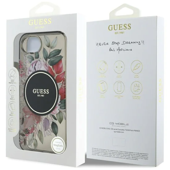 Guess - IML Flowers MagSafe (GUHMPSE4HFWBRCEK) - iPhone 16e - Черен