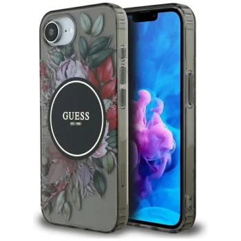 Guess - IML Flowers MagSafe (GUHMPSE4HFWBRCEK) - iPhone 16e - Черен