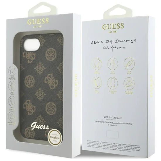 Guess - Peony Script MagSafe (GUHMPSE4PGPYSK) - iPhone 16e - Черен