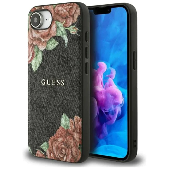Guess - Hardcase 4G Flower Print MagSafe (GUHMPSE4P4ROPEMCK) - iPhone 16e - черен