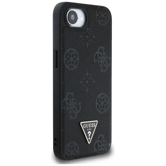 Guess - Peony Grained Hot Stamp Triangle Logo MagSafe (GUHMPSE4PGBTMK) - iPhone 16e - Черен