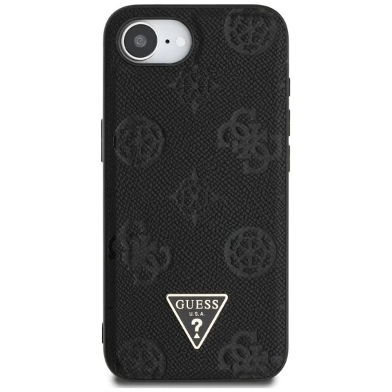 Guess - Peony Grained Hot Stamp Triangle Logo MagSafe (GUHMPSE4PGBTMK) - iPhone 16e - Черен