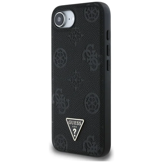 Guess - Peony Grained Hot Stamp Triangle Logo MagSafe (GUHMPSE4PGBTMK) - iPhone 16e - Черен