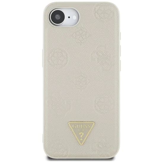 Guess - Peony Grained Hot Stamp Triangle Logo MagSafe (GUHMPSE4PGBTME) - iPhone 16e - Бежов