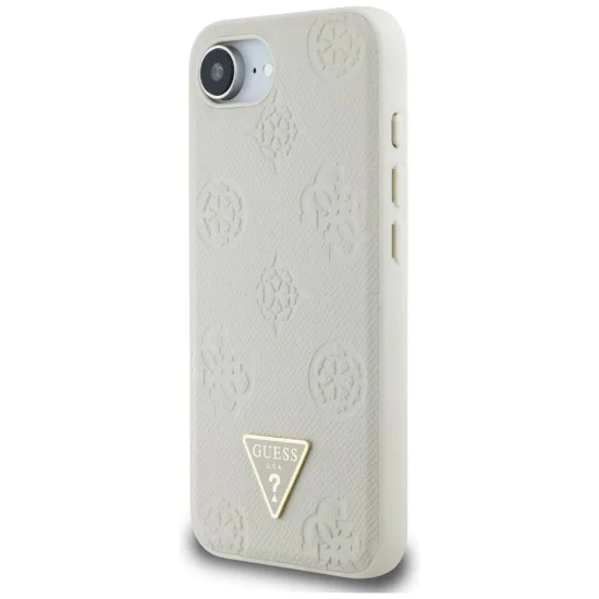 Guess - Peony Grained Hot Stamp Triangle Logo MagSafe (GUHMPSE4PGBTME) - iPhone 16e - Бежов