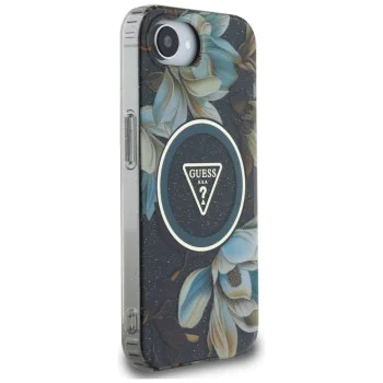 Guess - IML Metal Glitter Flowers Triangle MagSafe (GUHMPSE4HFLPEDK) - iPhone 16e - Черен