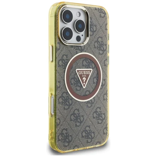 Guess - IML Metal Glitter 4G Circle Triangle MagSafe (GUHMP16XHG4PRTGW) - iPhone 16 Pro Max - кафяв
