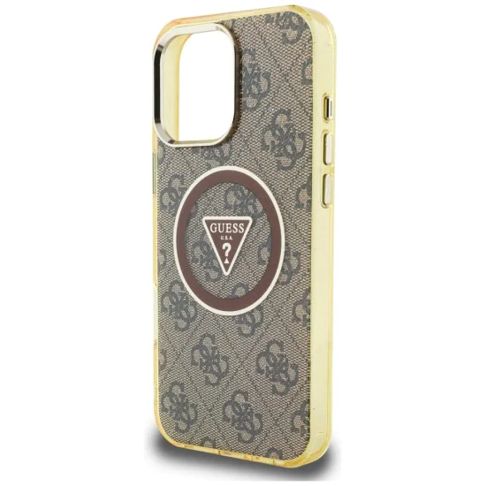 Guess - IML Metal Glitter 4G Circle Triangle MagSafe (GUHMP16XHG4PRTGW) - iPhone 16 Pro Max - кафяв