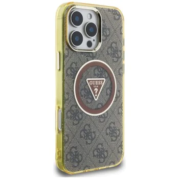 Guess - IML Metal Glitter 4G Circle Triangle MagSafe (GUHMP16LHG4PRTGW) - iPhone 16 Pro - кафяв