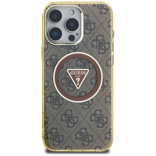 Guess - IML Metal Glitter 4G Circle Triangle MagSafe (GUHMP16LHG4PRTGW) - iPhone 16 Pro - кафяв
