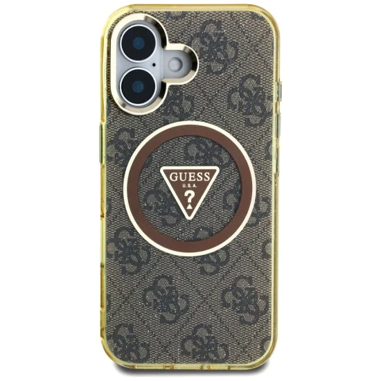 Guess - IML Metal Glitter 4G Circle Triangle MagSafe (GUHMP16SHG4PRTGW) - iPhone 16 - Кафяв