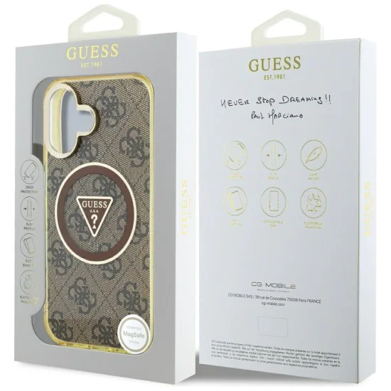 Guess - IML Metal Glitter 4G Circle Triangle MagSafe (GUHMP16SHG4PRTGW) - iPhone 16 - Кафяв