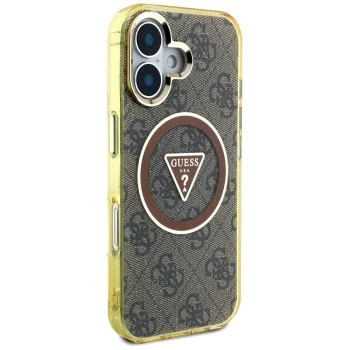 Guess - IML Metal Glitter 4G Circle Triangle MagSafe (GUHMP16SHG4PRTGW) - iPhone 16 - Кафяв