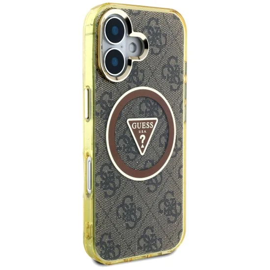 Guess - IML Metal Glitter 4G Circle Triangle MagSafe (GUHMP16SHG4PRTGW) - iPhone 16 - Кафяв