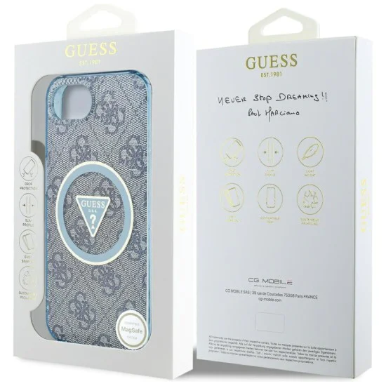 Guess - IML Metal Glitter 4G Circle Triangle MagSafe (GUHMPSE4HG4PRTGB) - iPhone 16e - Син
