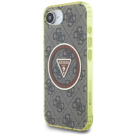 Guess - IML Metal Glitter 4G Circle Triangle MagSafe (GUHMPSE4HG4PRTGW) - iPhone 16e - Кафяв