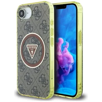 Guess - IML Metal Glitter 4G Circle Triangle MagSafe (GUHMPSE4HG4PRTGW) - iPhone 16e - Кафяв