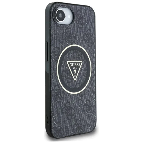 Guess - IML Metal Glitter 4G Circle Triangle MagSafe (GUHMPSE4HG4PRTGK) - iPhone 16e - Черен