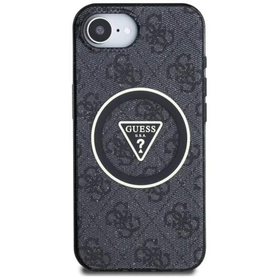Guess - IML Metal Glitter 4G Circle Triangle MagSafe (GUHMPSE4HG4PRTGK) - iPhone 16e - Черен