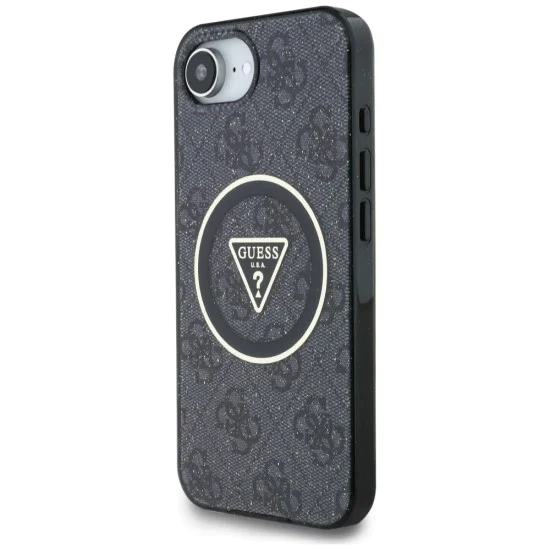 Guess - IML Metal Glitter 4G Circle Triangle MagSafe (GUHMPSE4HG4PRTGK) - iPhone 16e - Черен