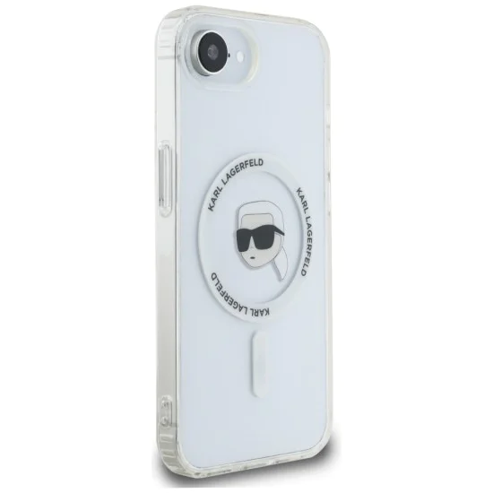 Калъф за iPhone 16e – Карл Лагерфелд – IML MagSafe (KLHMPSE4HLSKIH) – Бяла глава на Карл
