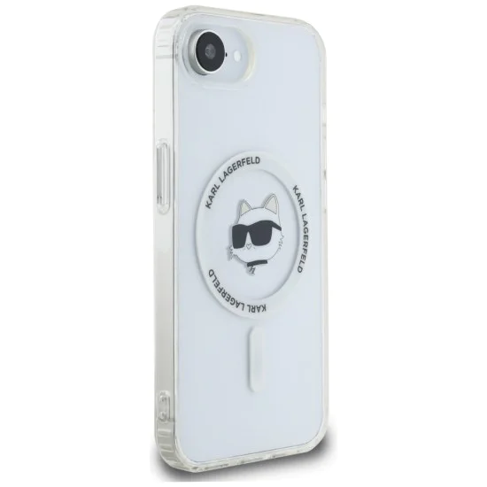 Калъф за iPhone 16e – Карл Лагерфелд – IML MagSafe (KLHMPSE4HLSCHH) – Бяла глава на Choupette