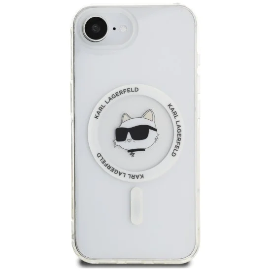 Калъф за iPhone 16e – Карл Лагерфелд – IML MagSafe (KLHMPSE4HLSCHH) – Бяла глава на Choupette