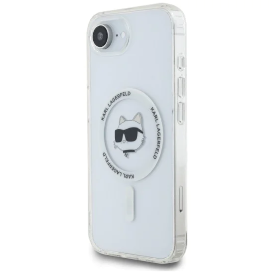 Калъф за iPhone 16e – Карл Лагерфелд – IML MagSafe (KLHMPSE4HLSCHH) – Бяла глава на Choupette