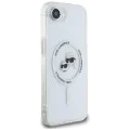 Калъф за iPhone 16e – Карл Лагерфелд – IML MagSafe (KLHMPSE4HLSKCH) – Бяла метална глава Karl&Choupette