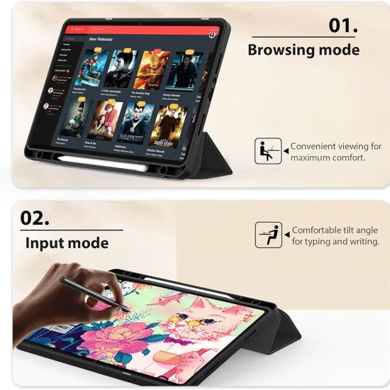 Techsuit - Flex Trifold (с държач за молив) - Xiaomi Redmi Pad SE 4G 8.7 - черен