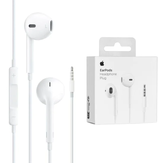 Слушалки с кабел с микрофон и 3,5 мм жак - Apple A1472 (MNHF2ZM/A) - бели (блистерна опаковка)