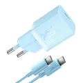 Зарядно устройство Type-C, бързо зареждане, GaN, 30W + Type-C кабел, 100W, 1m - Baseus (P1011090902313-00) - Galaxy Blue