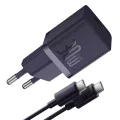 Зарядно устройство Type-C, бързо зареждане, GaN, 30W + кабел Type-C, 100W, 1m - Baseus (P1011090902523-00) - среднощно лилаво