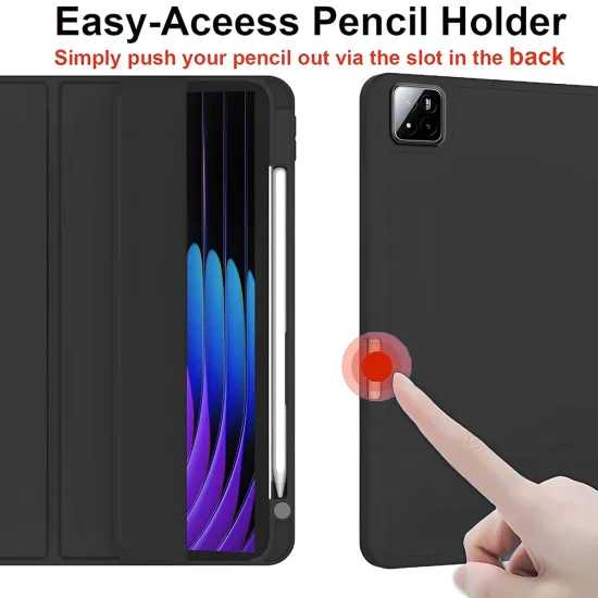 Techsuit - Flex Trifold (с държач за молив) - Xiaomi Pad 7 / 7 Pro - черен